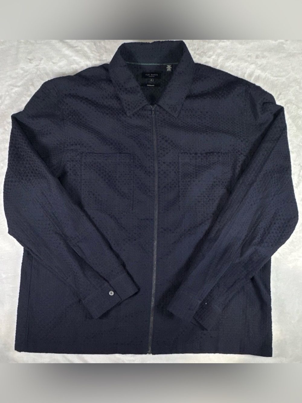 Ted Baker London Navy Textured Zip Overshirt Jacket Men’s Size 7 - XL